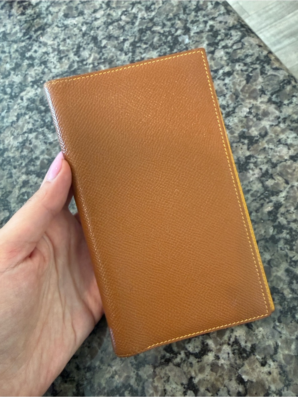 Hermes Tan/Brown Leather Check Book Holder